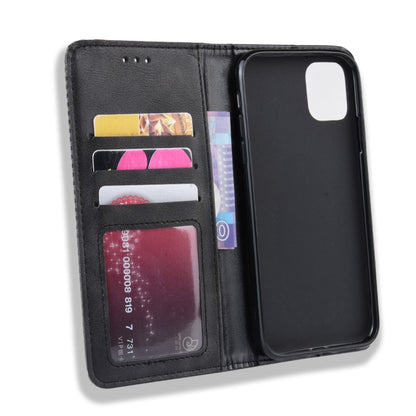 For iPhone 11 Magnetic Buckle Retro Crazy Horse Texture Horizontal Flip Leather Case , with Holder & Card Slots & Photo Frame(Black) - iPhone 11 Cases by buy2fix | Online Shopping UK | buy2fix