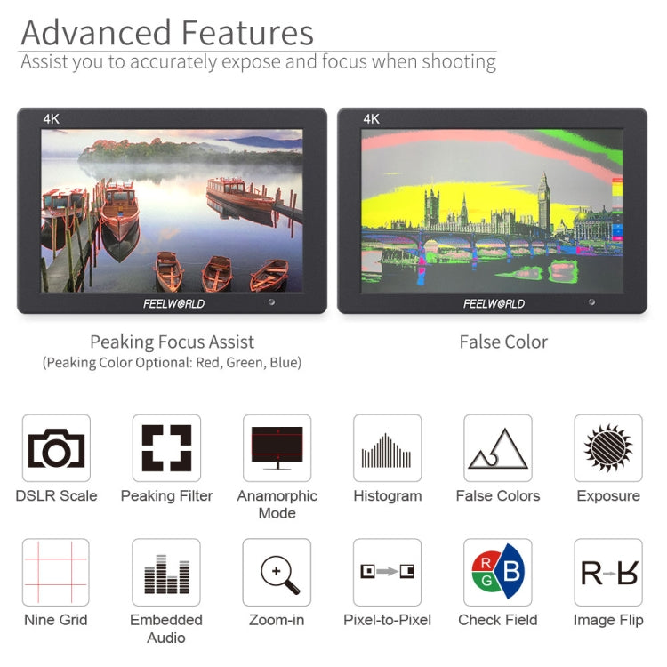 FEELWORLD T7 7 Inch IPS 1920x1200 HDMI On Camera Field Monitor Support 4K Input Output Video Monitor - Camera Accessories by FEELWORLD | Online Shopping UK | buy2fix