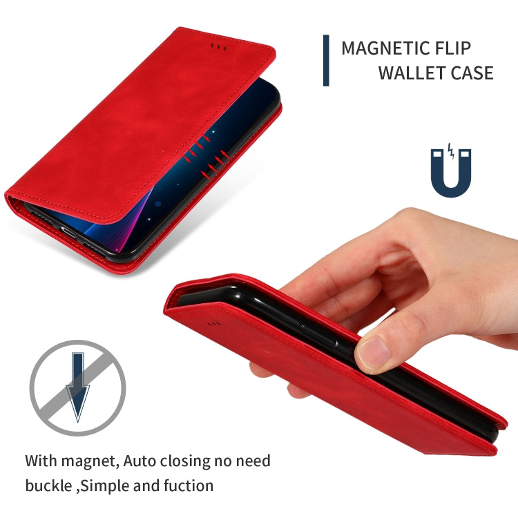 For iPhone 11 Retro Skin Feel Business Magnetic Horizontal Flip Leather Case (Red) - Apple Accessories by buy2fix | Online Shopping UK | buy2fix