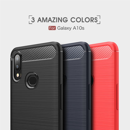 Brushed Texture Carbon Fiber TPU Case for Galaxy A10s(Black) - Galaxy Phone Cases by buy2fix | Online Shopping UK | buy2fix