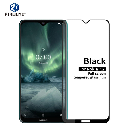 For Nokia 7.2 PINWUYO 9H 2.5D Full Screen Tempered Glass Film(Black) - Nokia Tempered Glass by PINWUYO | Online Shopping UK | buy2fix