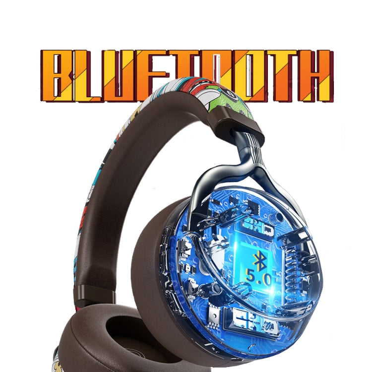 VJ086 Graffiti Headset Wireless Sports Bluetooth Headset Water Transfer Color Print Headset, Support TF, FM(Dazzle Colour) - Headset & Headphone by buy2fix | Online Shopping UK | buy2fix