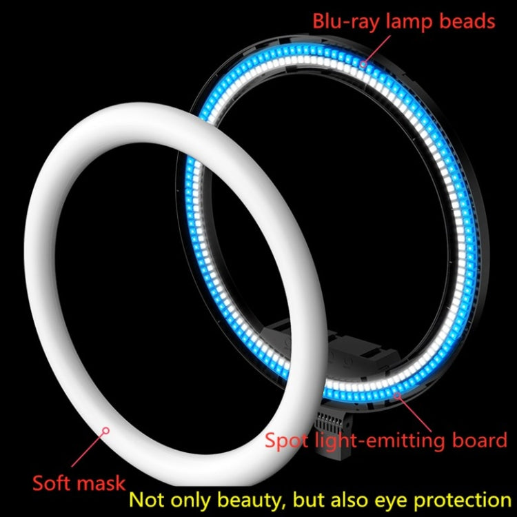 14 inch+Phone Clip Dimmable Color Temperature LED Ring Fill Light Live Broadcast Set With 2.1m Tripod Mount, CN Plug - Consumer Electronics by buy2fix | Online Shopping UK | buy2fix