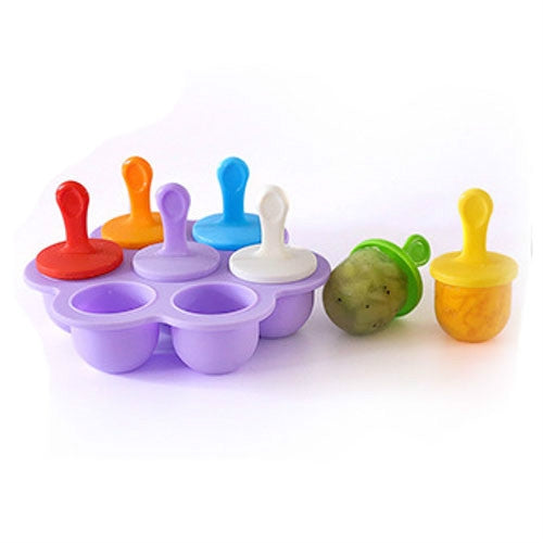 Silicone Mini Ice Pops Mold Ice Cream Ball Lolly Maker Popsicle Molds Baby DIY Food Supplement Tool(Light Purple) - Home & Garden by buy2fix | Online Shopping UK | buy2fix