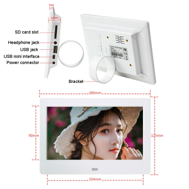 DPF-706 7 inch Digital Photo Frame LED Wall Mounted Advertising Machine, Plug:US Plug(White) - Consumer Electronics by buy2fix | Online Shopping UK | buy2fix