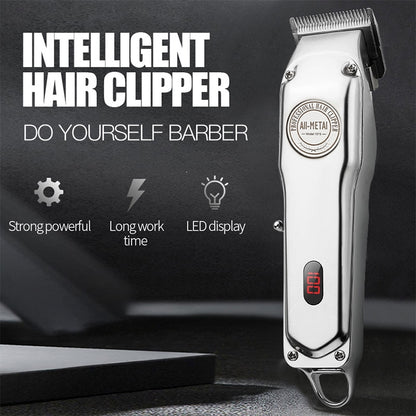 Retro Oil Head Electric Pusher Strong Power Electric Fader LCD Digital Display Rechargeable Hair Clipper(EU Plug) - Hair Trimmer by buy2fix | Online Shopping UK | buy2fix