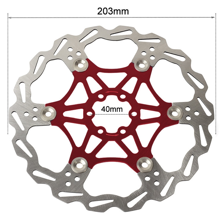 SNAIL FD-01 Mountain Bike Floating Disc Bicycle Brake Pad Six Nail Brake Disc, Size:203mm, Color:Red - Bicycle Brake Parts by SNAIL | Online Shopping UK | buy2fix