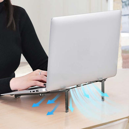 Metal Laptop Stand Computer Cooling Folding Mini Flat Raised Bracket(Silver) - Computer & Networking by buy2fix | Online Shopping UK | buy2fix