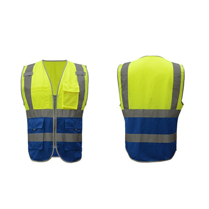 Multi-pockets Safety Vest Reflective Workwear Clothing, Size:XXL-Chest 130cm(Yellow Blue) - Reflective Safety Clothing by buy2fix | Online Shopping UK | buy2fix