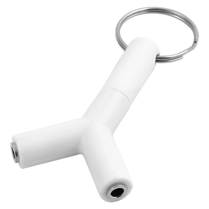 Mini Y Shaped 3.5mm Male to Double 3.5mm Female Jack Audio Headset Adapter Connector Keychain(White) - Computer & Networking by buy2fix | Online Shopping UK | buy2fix