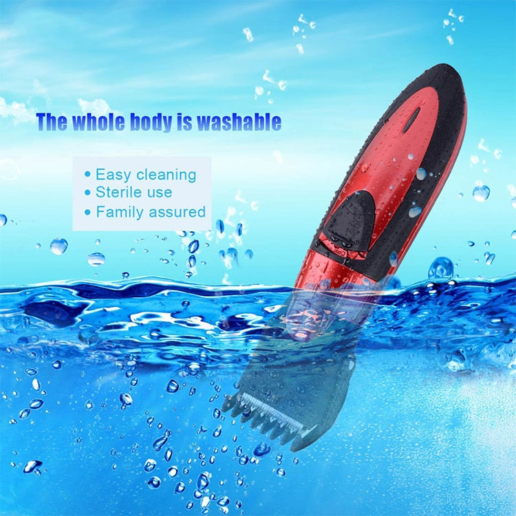 Waterproof Electric Hair Clipper Rechargeable Hair Trimmer Hair Cutting Machine Haircut Beard Trimer, EU Plug(Grey) - Hair Trimmer by buy2fix | Online Shopping UK | buy2fix