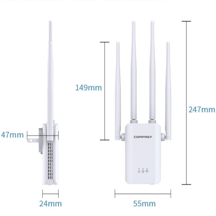 Comfast CF-WR304S 300M 4 Antenna Wireless Repeater High-Power Through-Wall WIFI Signal Amplifier, Specification:US Plug - Broadband Amplifiers by Comfast | Online Shopping UK | buy2fix