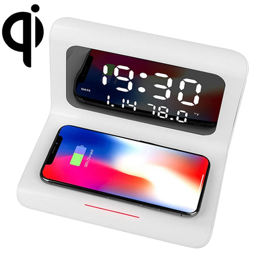RT1 10W QI Universal Multi-function Mobile Phone Wireless Charger with Alarm Clock & Time / Calendar / Temperature Display(White) - Apple Accessories by buy2fix | Online Shopping UK | buy2fix