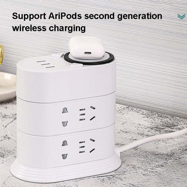 Mobile Phone Wireless Charging Socket Creative Smart USB Power Strip Multi-Function Desktop Vertical Power Strip, CN Plug, Specification: 3 Meters, Style:3 Layer(Black) - Consumer Electronics by buy2fix | Online Shopping UK | buy2fix