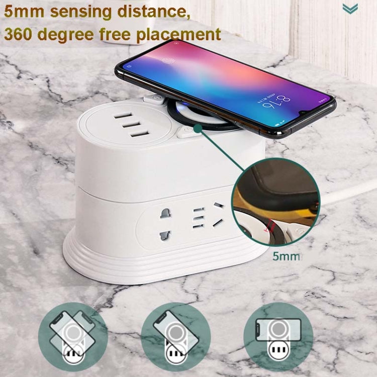 Mobile Phone Wireless Charging Socket Creative Smart USB Power Strip Multi-Function Desktop Vertical Power Strip, CN Plug, Specification: 3 Meters, Style:3 Layer(White) - Consumer Electronics by buy2fix | Online Shopping UK | buy2fix