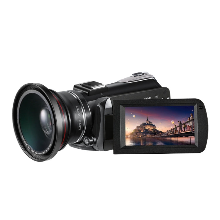 ORDRO AC5 4K HD Night Vision WiFi 12X Optical Zoom Digital Video DV Camera Camcorder, Style:Standard + Microphone + Handheld Stand(Black) - Consumer Electronics by ORDRO | Online Shopping UK | buy2fix