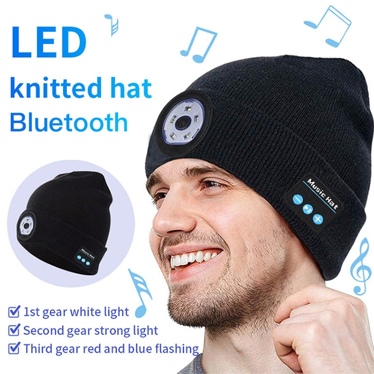 Outdoor Night Running Night Fishing LED Light Illumination Bluetooth 5.0 Knitted Hat - Smart Wear by buy2fix | Online Shopping UK | buy2fix