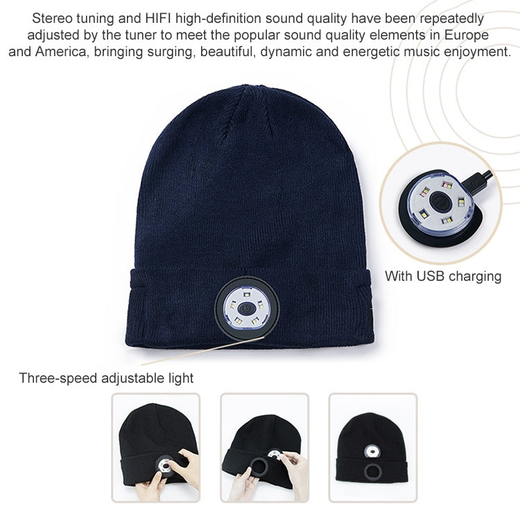 Outdoor Night Running Night Fishing LED Light Illumination Bluetooth 5.0 Knitted Hat - Smart Wear by buy2fix | Online Shopping UK | buy2fix