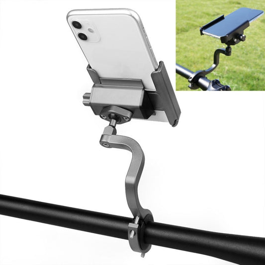 CYCLINGBOX Aluminum Alloy Mobile Phone Holder Bicycle Riding Takeaway Rotatable Metal Mobile Phone Bracket, Style:Heightened Handlebar Installation(Titanium) - Holders by CYCLINGBOX | Online Shopping UK | buy2fix