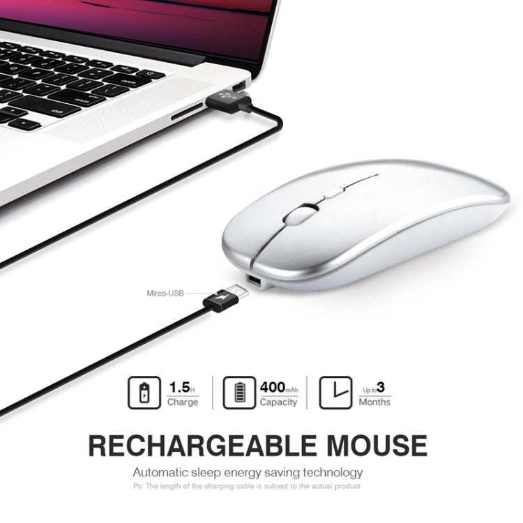 Inphic PM1 Office Mute Wireless Laptop Mouse, Style:Battery Display(Metallic Gray) - Wireless Mice by Inphic | Online Shopping UK | buy2fix