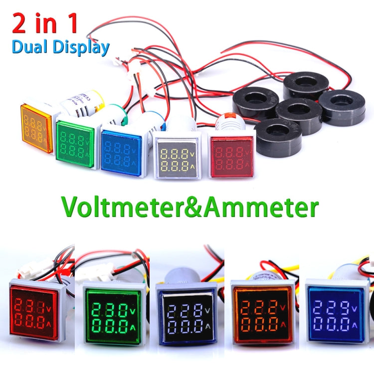 AD16-22FVA Square Signal Indicator Type Mini Digital Display AC Voltage And Current Meter(Red) - Consumer Electronics by buy2fix | Online Shopping UK | buy2fix