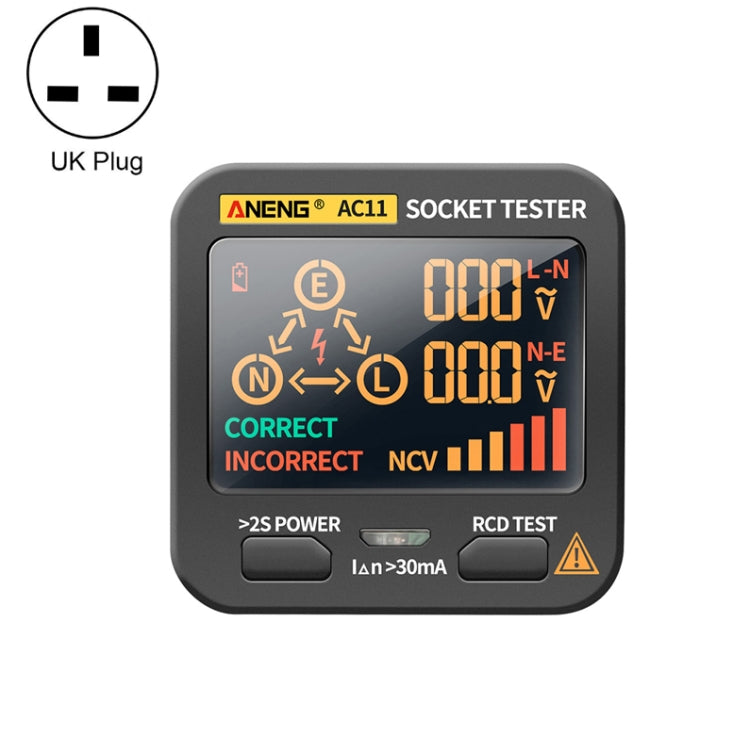 ANENG AC11 Multifunctional Digital Display Socket Tester Electrical Ground Wire Tester(UK Plug) - Current & Voltage Tester by ANENG | Online Shopping UK | buy2fix