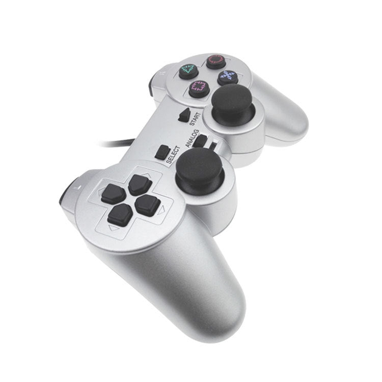 Wired Gamepad Dual Motor Vibration Silver Fuel Injection Gamepad Suitable For PS2 - Gamepads by buy2fix | Online Shopping UK | buy2fix