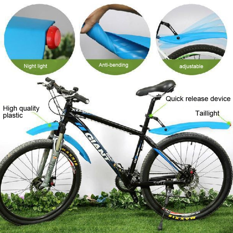 Bicycle Fender With LED Taillights Mountain Bike Fender Quick Release 26 Inch Riding Accessories(Green) - Outdoor & Sports by buy2fix | Online Shopping UK | buy2fix