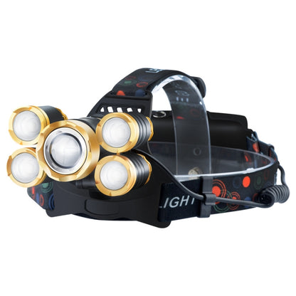 Rechargeable Waterproof Outdoor Headlight Zoom Sensor Light, Colour: Golden Induction (2 Batteries 1 Charger) - Headlamp by buy2fix | Online Shopping UK | buy2fix