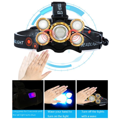 Rechargeable Waterproof Outdoor Headlight Zoom Sensor Light, Colour: Golden Induction (2 Batteries 1 Charger) - Headlamp by buy2fix | Online Shopping UK | buy2fix