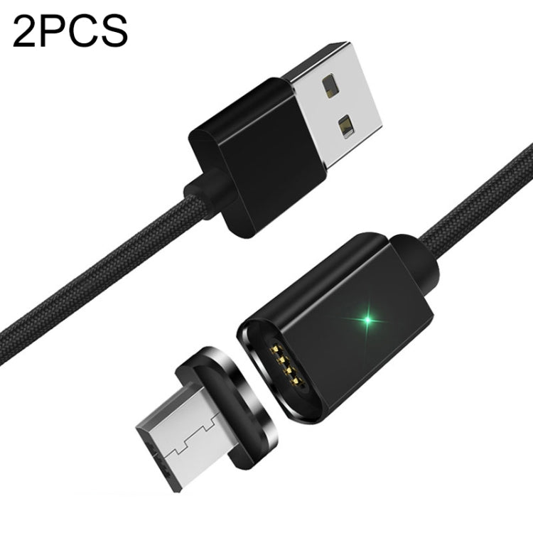 2 PCS ESSAGER Smartphone Fast Charging and Data Transmission Magnetic Cable with Micro USB Magnetic Head, Cable Length: 2m(Black) - Mobile Accessories by buy2fix | Online Shopping UK | buy2fix