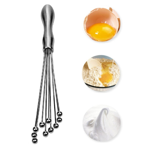 2 PCS Manual Whisk Stainless Steel Glass Bead Egg Whisk Kitchen Household Hand-Held Baking Tools Type B 12 Inch - Stirrer & Squeezer by buy2fix | Online Shopping UK | buy2fix