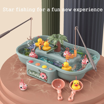 Play House Children Educational Electric Cycle Rotating Fishing Station Summer Water Game Toy Set, Colour: Green 6 Ducks - Music Toys by buy2fix | Online Shopping UK | buy2fix