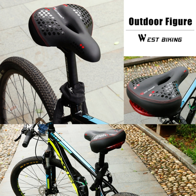 WEST BIKING YP0801083 Bicycle Taillight Thickened Soft And Comfortable Mountain Bike Seat Cushion(BlackRed) - Outdoor & Sports by WEST BIKING | Online Shopping UK | buy2fix
