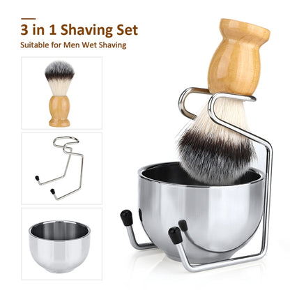 B3004 3 Pcs/Set Men Styling Tools Nylon Beard Brush Rack Foam Bowl(3 Pcs/Set) - Hair Trimmer by buy2fix | Online Shopping UK | buy2fix