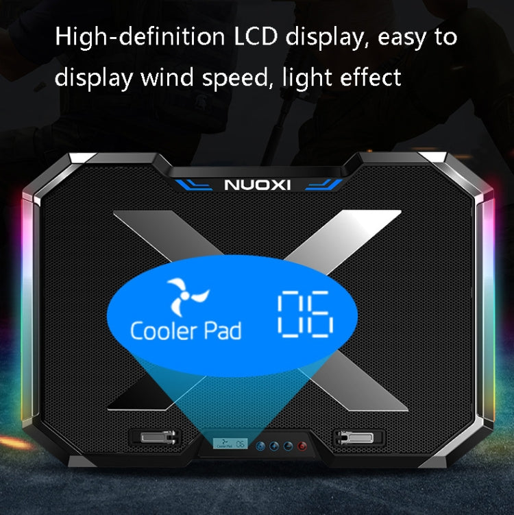 NUOXI Q8 Notebook Radiator LCD Screen Button Controllable RBG Luminescence Computer Cooling Base(Black) - Computer & Networking by NUOXI | Online Shopping UK | buy2fix