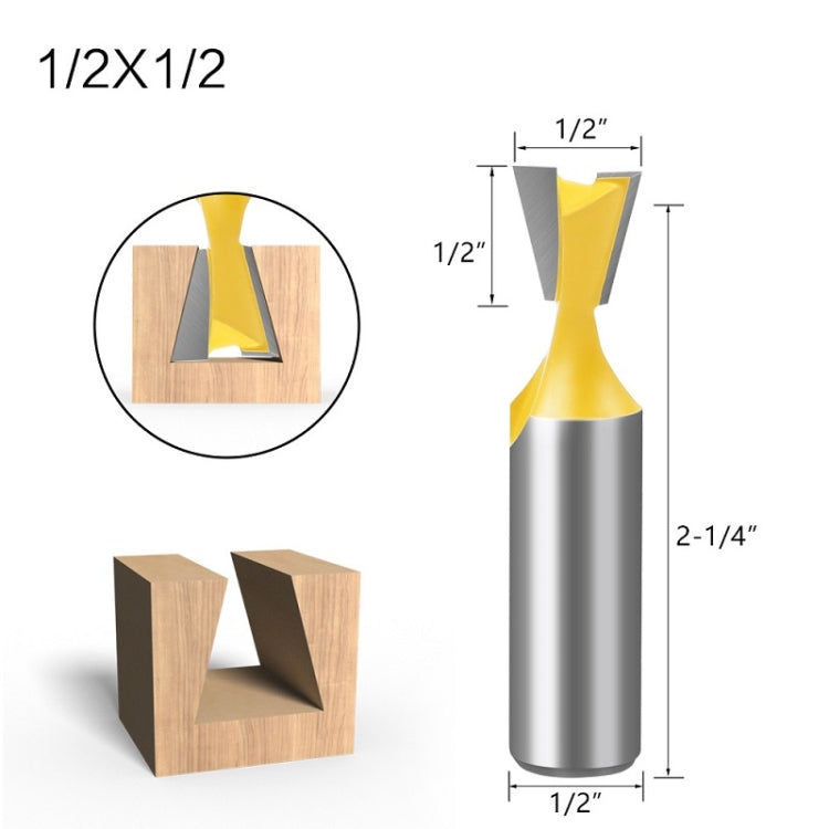 1/2 Handle Dovetail Cutter Wood Engraving Small Milling Cutter, Specification: 1/2x1/2mm - Others by buy2fix | Online Shopping UK | buy2fix