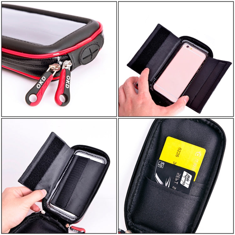 OKD Motorcycle Bicycle Touch Screen Waterproof Mobile Phone Bag Bracket XL(Upgrade+U-shaped Base) - Bicycle Bags by buy2fix | Online Shopping UK | buy2fix