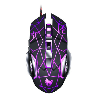 T-WOLF V6 USB Interface 6-Buttons 3200 DPI Wired Mouse Gaming Mechanical Macro Programming 7-Color Luminous Gaming Mouse, Cable Length: 1.5m(Macro Definition Audio Version Star Color) - Wired Mice by T-WOLF | Online Shopping UK | buy2fix