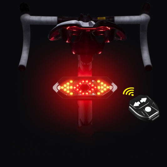 Remote Steering Tail Light USB Rechargeable Mountain Bike Waterproof Night Riding 32LED Bicycle With Horn Warning Light(Black) - Taillights by buy2fix | Online Shopping UK | buy2fix