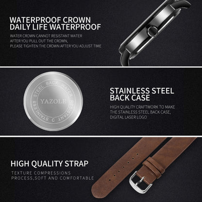 YAZOLE Turntable Men Quartz Watch(518 Black Tray Black Belt) - Leather Strap Watches by YAZOLE | Online Shopping UK | buy2fix