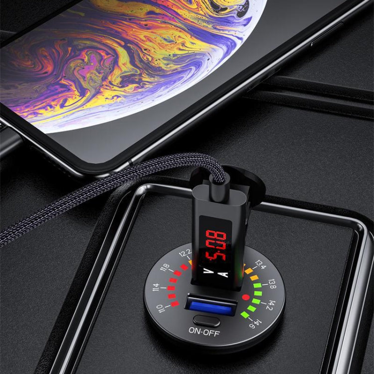 Car Motorcycle Ship Modified With Colorful Screen Display USB Dual QC3.0 Fast Charge Car Charger, Model: P20-A With 60cm Line - In Car by buy2fix | Online Shopping UK | buy2fix