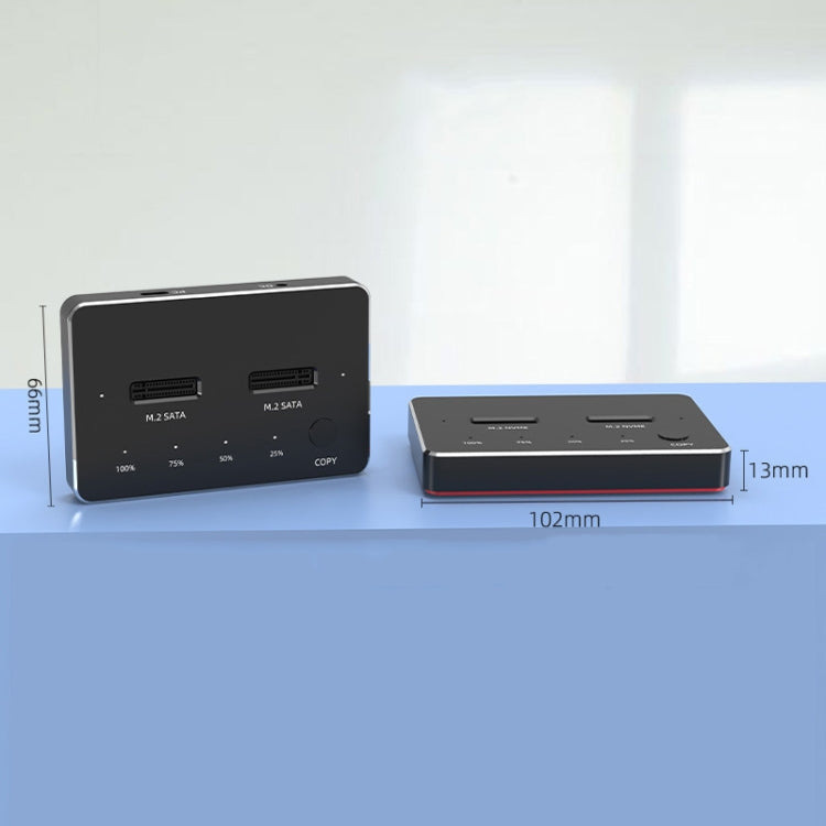 Blueendless M.2 Double Disk Mobile Hard Disk Base SATA / NVME Solid State Hard Disk Box, Colour: M.2 NVME (Black + Red) - HDD Enclosure by Blueendless | Online Shopping UK | buy2fix