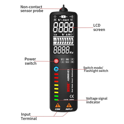 BSIDE Dual-Mode Smart Large-Screen Display Multimeter Electric Pen Portable Voltage Detector, Specification: ADMS1 - Digital Multimeter by BSIDE | Online Shopping UK | buy2fix