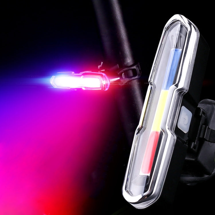 Bicycle Light USB Charging LED Warning Light Night Riding COB Tail Light, Specification: 7505C Red White Blue Light - Taillights by buy2fix | Online Shopping UK | buy2fix