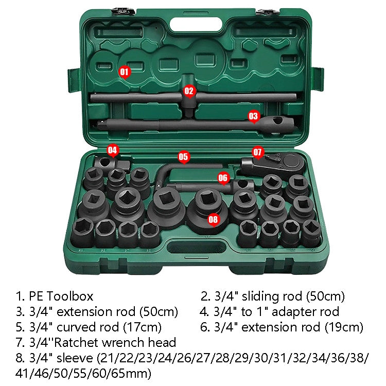 26 PCS / Set Hexagonal Heavy-Duty Socket Auto Repair Socket Wrench(Black Hexagonal) - In Car by buy2fix | Online Shopping UK | buy2fix