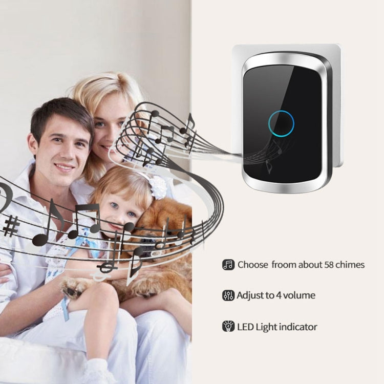 CACAZI A50 1 For 1 Wireless Music Doorbell without Battery, Plug:UK Plug(Black) - Security by CACAZI | Online Shopping UK | buy2fix