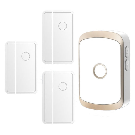 CACAZI M20 1 For 3 Split Type Door Opening Sensor Reminder Smart Wireless Doorbell Alarm, Style: EU Plug(Gold) - Wireless Doorbell by CACAZI | Online Shopping UK | buy2fix