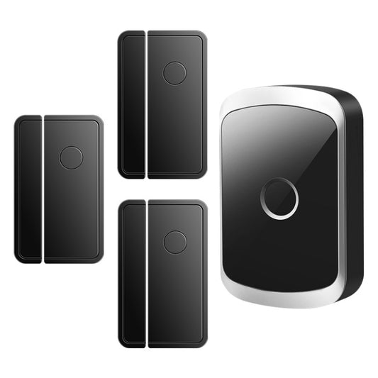 CACAZI M20 1 For 3 Split Type Door Opening Sensor Reminder Smart Wireless Doorbell Alarm, Style: AU Plug(Black) - Wireless Doorbell by CACAZI | Online Shopping UK | buy2fix