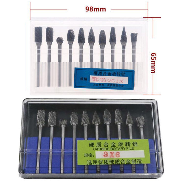10 PCS / Set Hard Alloy Tungsten Steel Grinding Head Double Pattern Rotating Milling Cutter Head Root Carving Knife, Style: Transparent Box - Abrasive Tools & Accessories by buy2fix | Online Shopping UK | buy2fix